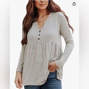 NWT Vemvan (S) Womens Casual L/S Shirt
Ruffle Tunics V Neck Flowy